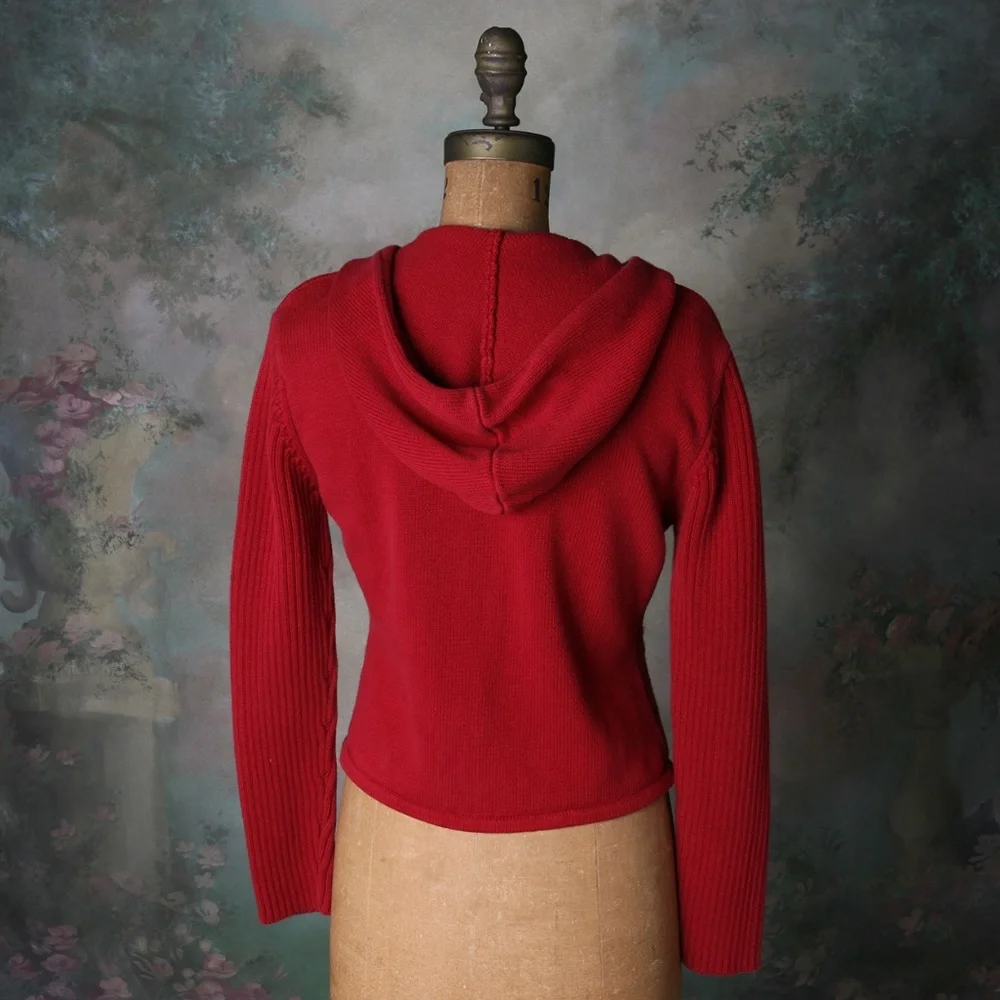 Like, Love Red Hooded Dbl Zip Sweater w/Star Sz Lg - Picture 5 of 8